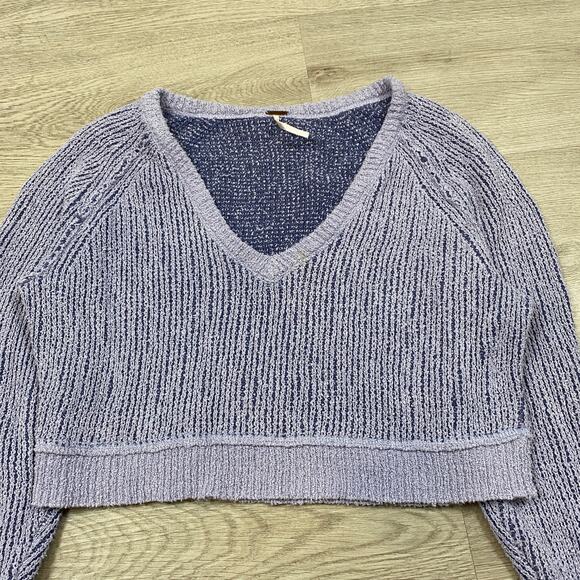 Free People High Low V Cropped Sweater Women's S Boho Indie Cozy - Picture 2 of 9